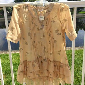 Beautiful High Low Ruffle Sheer Floral Blouse